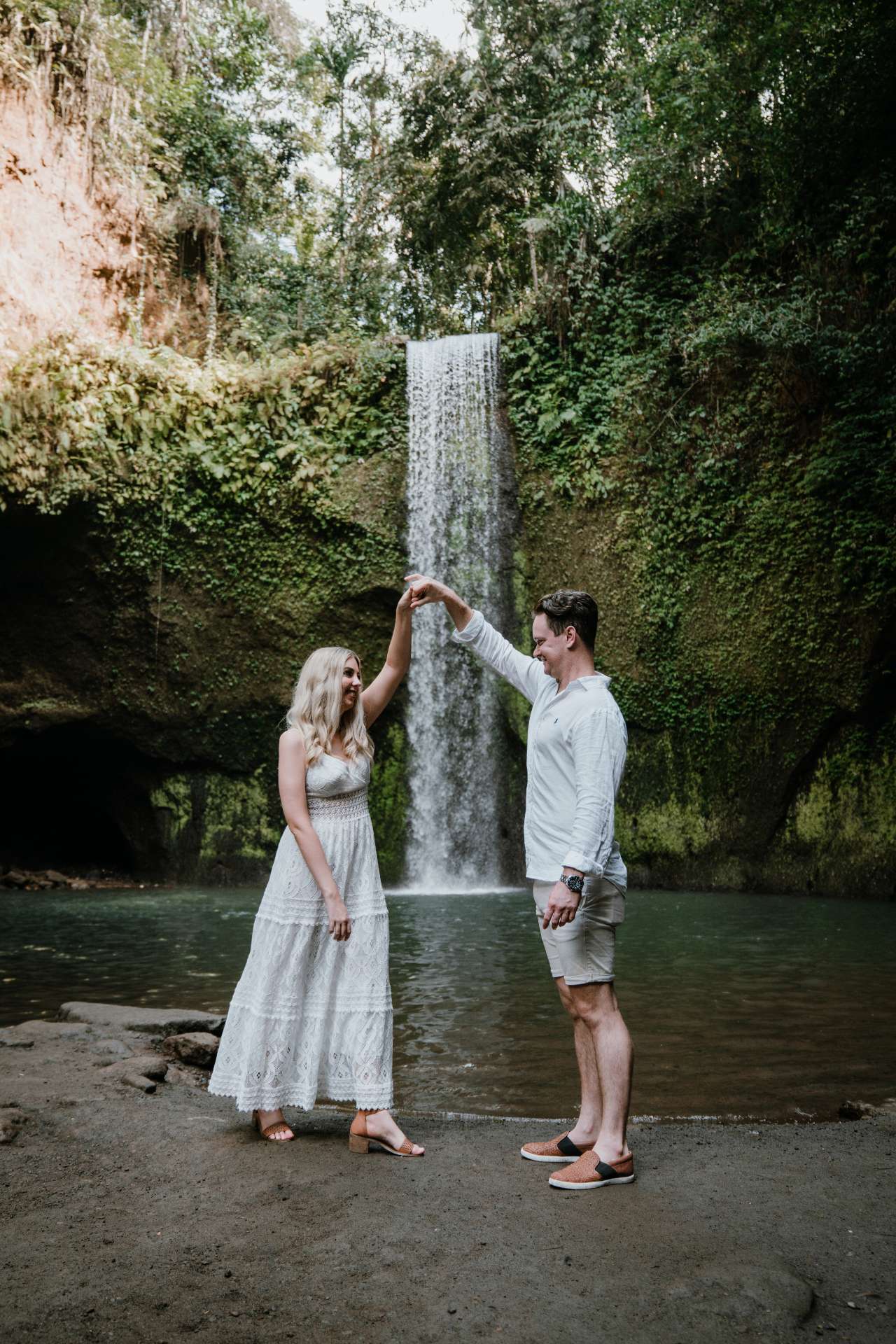 mykeala kim engagement session bali tibumana waterfall